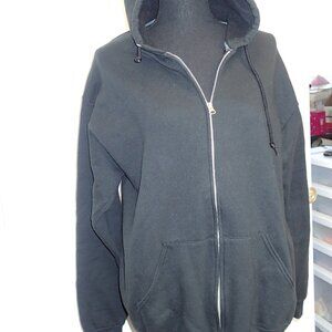 Fruit of the Loom Black Mens Zip Up Hoodie Size Large